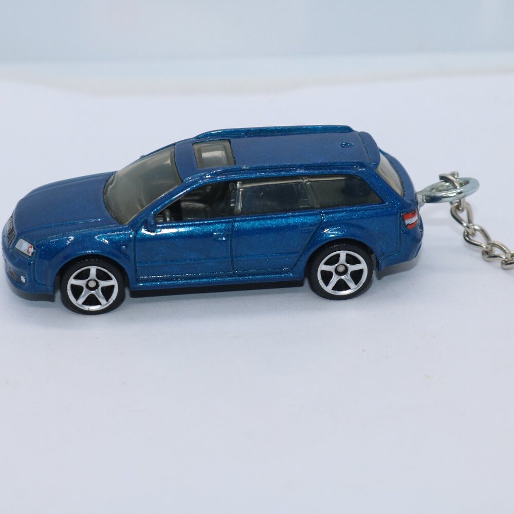 Hot Wheels 2004 blue Audi RS-6 Avant wagon 1/64 scale custom keychain